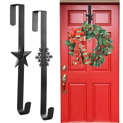 Christmas Wreath Hook Star Snowflake Christmas Tree Elements Metal Door Hanger Over The Door Hooks Hanger