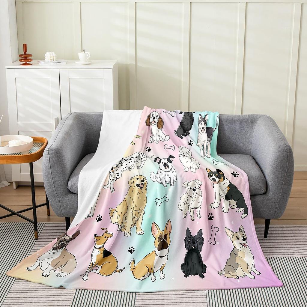 Colorful Cat Pattern Throw Blanket Cute Cartoon Design for Living Room Sofa Decor KidsRoomStyle Gift for Her 150x100