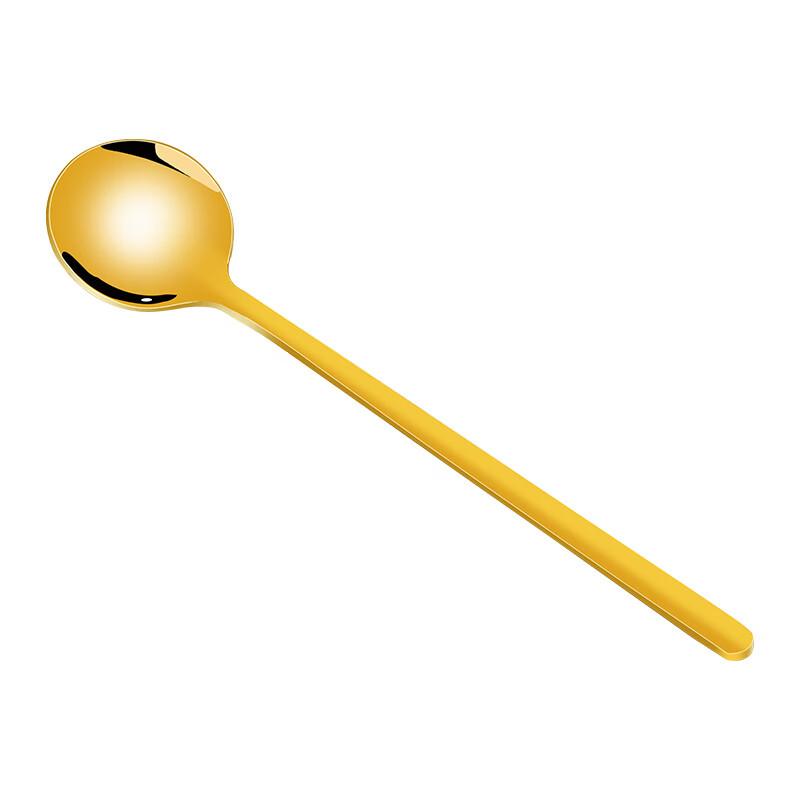 304 Stainless Steel Coffee Spoon with Long Handle, Ice Spoon, Small Soup Spoon, Honey Spoon, Seasoning Spoon, Dessert Mixing Spoon, Golden Color