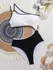 Color-matching Hollow-out One Shoulder Sexy Swimsuit Bikini