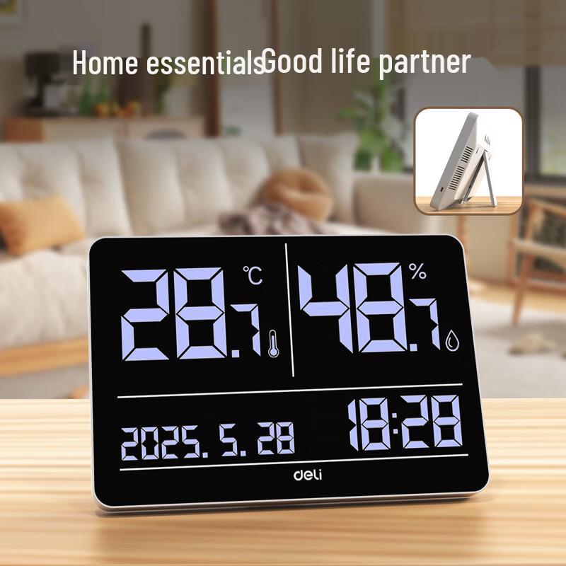 deli Smart Indoor/Outdoor Thermometer Hygrometer with Large Screen