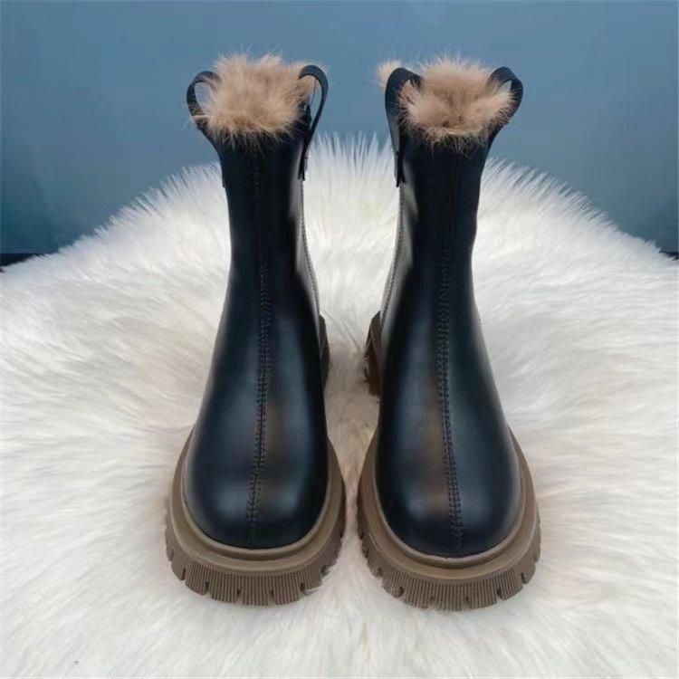 

2024 зимние новые кожаные водонепроницаемые зимние ботинки женские бархатные утолщенные короткие ботинки на толстой подошве большие хлопковые ботинки Martin средние ботинки 40