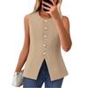 2025 Damen Europäische & Amerikanische Mode Ärmellose Rundhalsweste