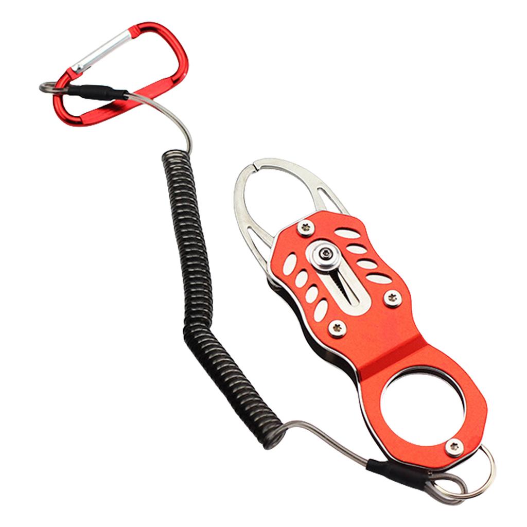 Fishing Pliers Fish Holder Gripper Tool with Coiled Lanyard Fish Lip Gripper Grabber Fishing Accessories for Saltwater