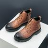 Fashion 2024 Winter Classic Men's Leather Ankle Boots Trend Height Increasing High Top Shoes Handsome Workwear Boots for Men's Lace Up