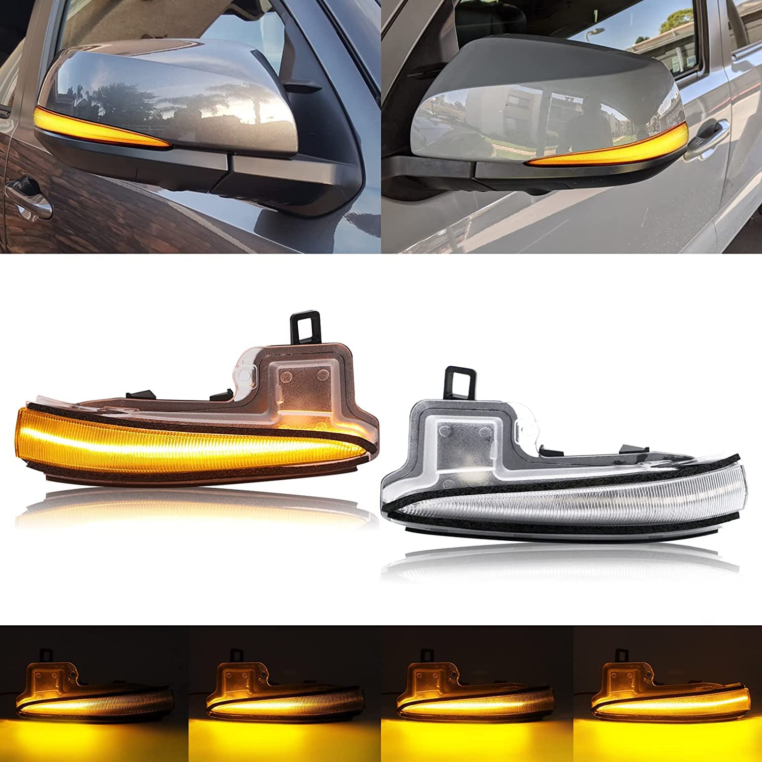 

Compatible Toyota 30 Series and RAV4 50 Series LED Flowing Door Mirrors with Sequential Turn Clear Genuine Left and 1 with Prevention and Bulb Burnout