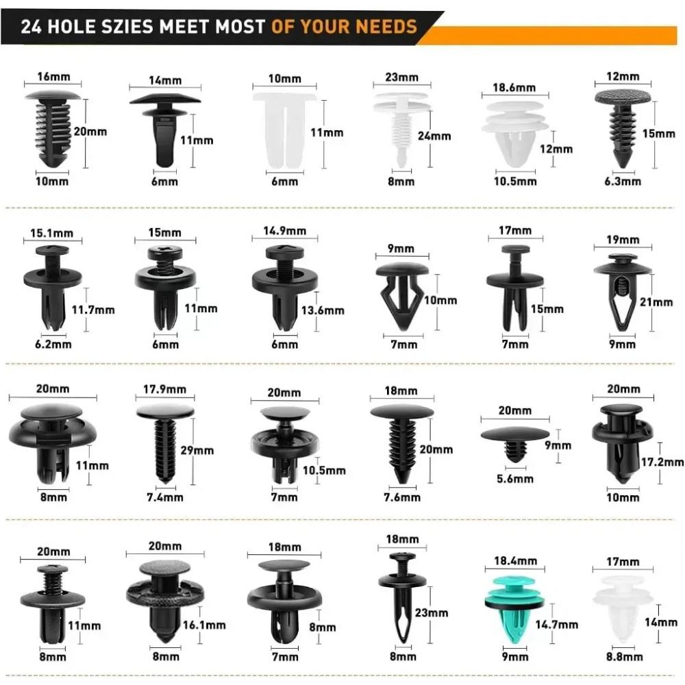 800pcs-100Pcs Kit de Clipe de Fixador de Carro Rebite de Para-lama Clipe de Plástico Fixador de Pressão para Carroceria Pino Rebite Para-choque Painel de Acabamento da Porta Reparo