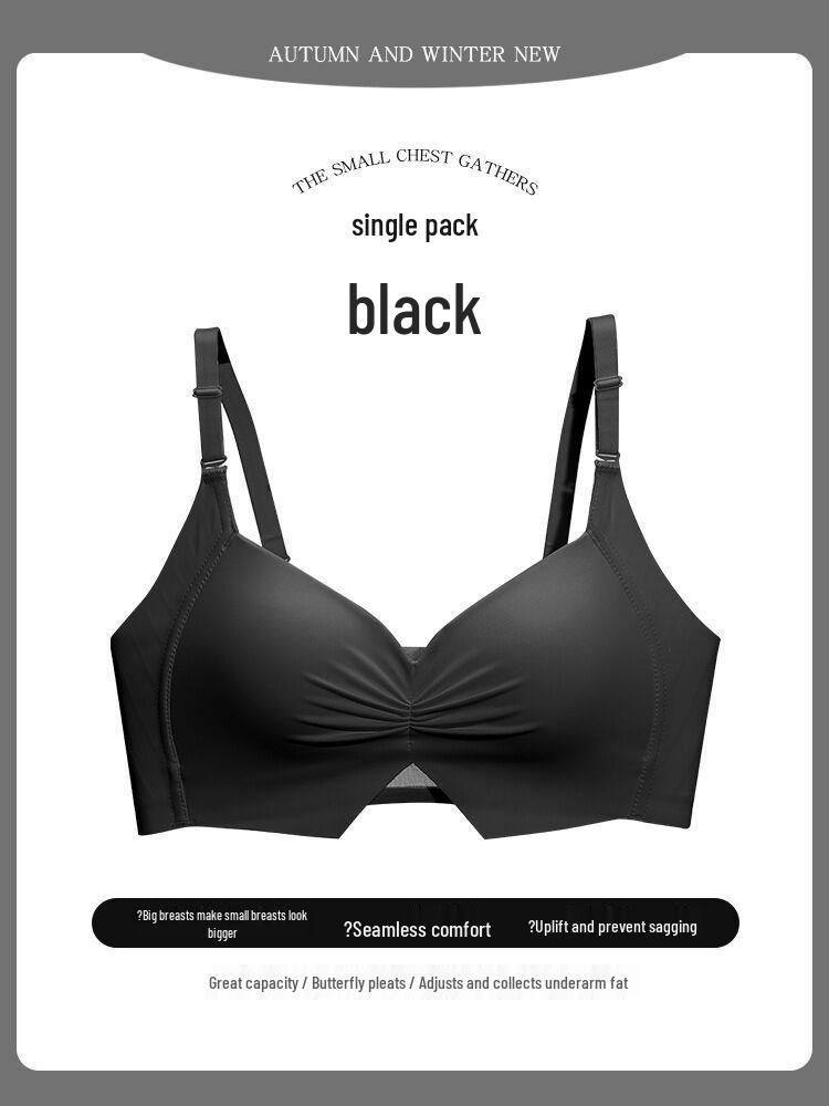 Seamless Adjustable Shaping Bra for Women with Large Busts, Push-Up, Side Support, Anti-Sagging, Thin Milk Cotton Cup