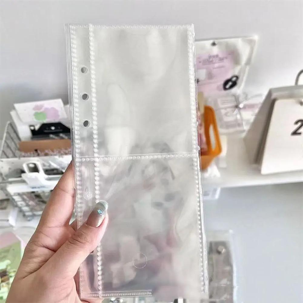 A6 Loose Leaf Cover 6-Hole Narrow Double Buckle PVC Notebook Cover Half Laser Transparent Detachable Design Flip Cover