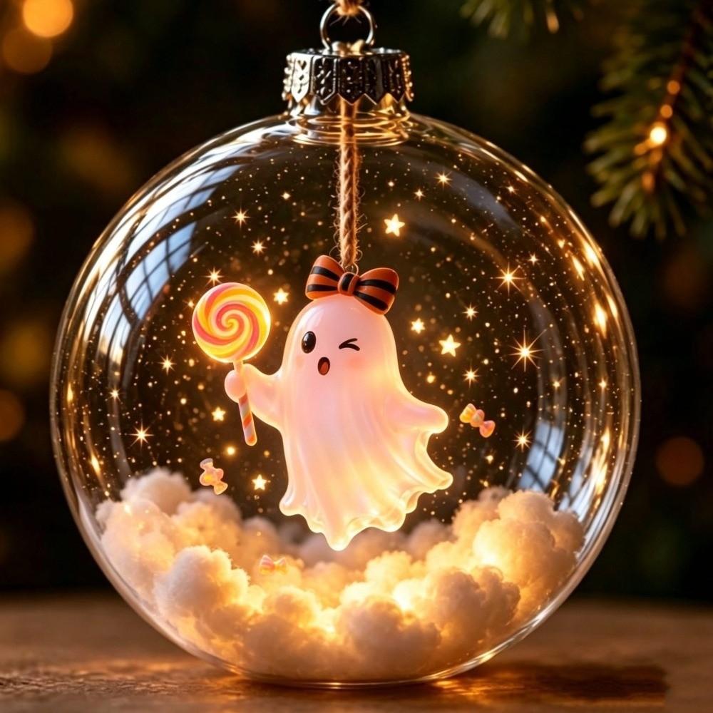 Transparent Light-Up Hanging Ball Ornaments LED Christmas Tree Globe Decor Indoor Decor