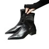 Fashion Pointed Toe Booties Women 2025 New Autumn and Winter High Heels French Block Heel High-end Ankle Boots