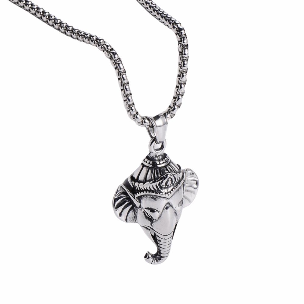 Rock Pendant with Chain Gothic Hip Hop Collarbone Necklace Punk Elephant Necklace  Party Jewelry