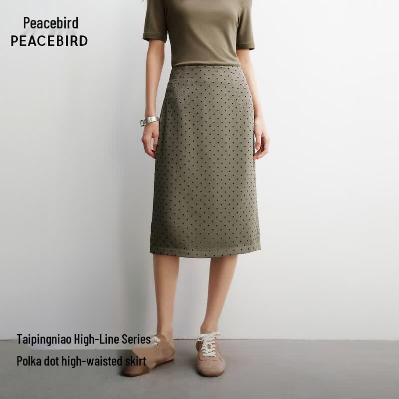 PEACEBIRD Women s Polka Dot Straight Midi Skirt XS