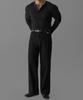 Camiseta de Punto Henley de Canalé Suave Baulopeulodeogteu [Negro]