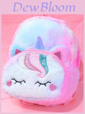 Unicorn Plush Childrens Backpack With Air Cushion Straps For Girls Daily Use