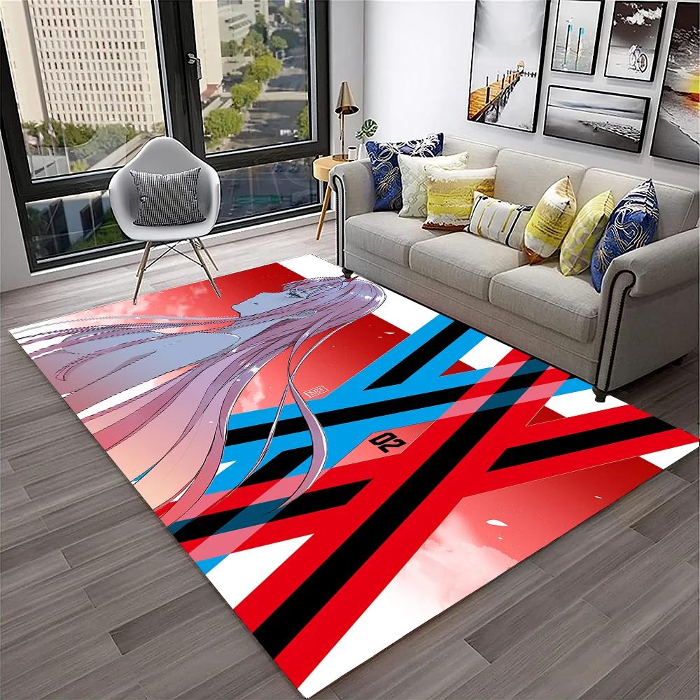 DARLING In The FRANXX Cartoon Zero Two Sexy Girl Carpet Rug for Home Living Room Bedroom Sofa Doormat Decor,Non-slip Floor Mat