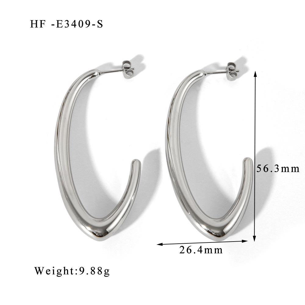 Niche Trendy Gold-Plated Hollow Stainless Steel C-Shaped European and American Stud Earrings