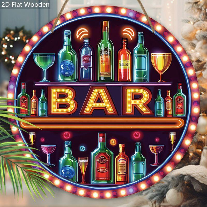 2D flat hanging decorative signs,interior wall or door decoration,garden decoration,the pattern is "BAR"sign,a housewarming gift for friends