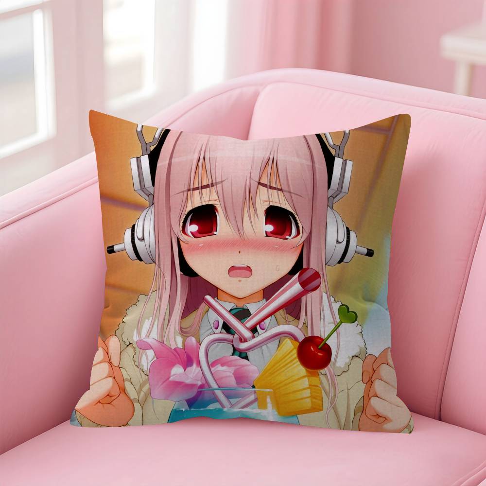 Beautiful Super S-Sonico Anime Personalized Pillow Dust Cover Bedroom Kids Party Decoration Pillowcase Birthday Children Gift