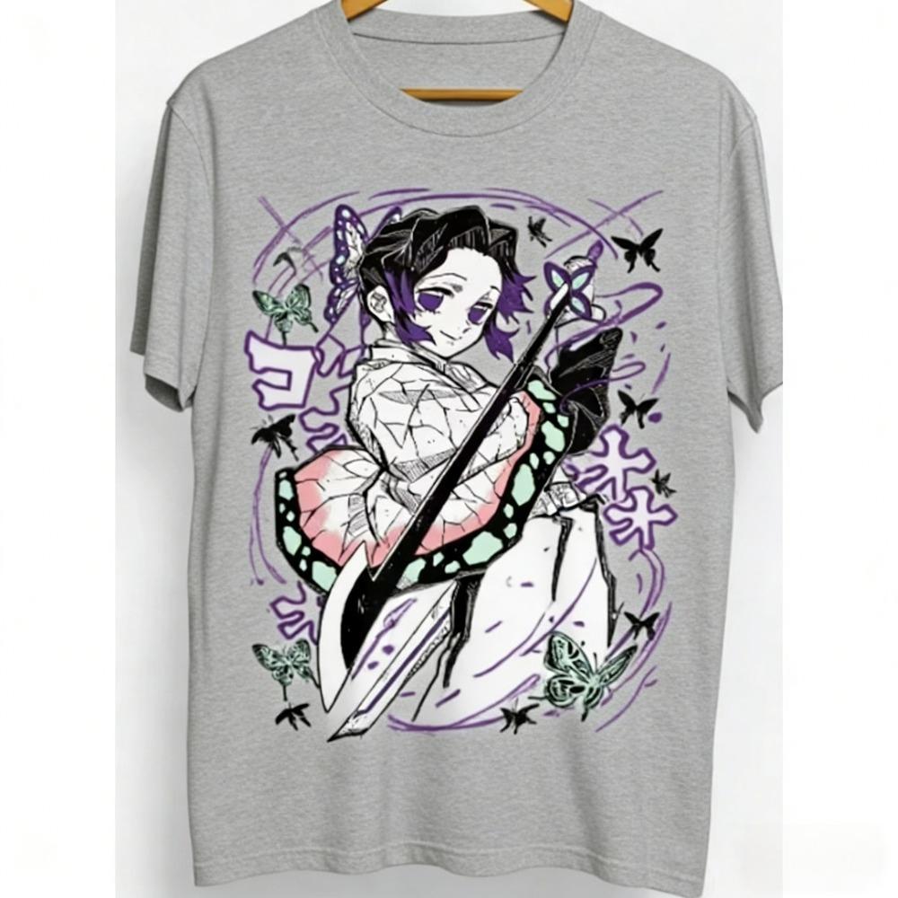 

Shinobu Kocho Unisex Pure Cotton Tshirt for 2026 Summer Hot Anime Print Loose American Casual Parentchild Short Sleeved Shirt S