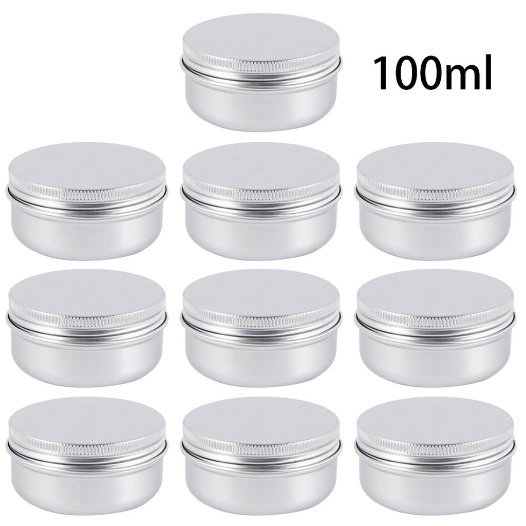 10Pcs 50g 100g Empty Tins Cans Aluminum Jars Refillable Empty Metal Pot Mini Portable Container Travel Sample Pot