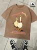 Come On Baby Duck Design Washed Mens TShirt Summer Casual Retro Cotton Top Snow Wash Tees Unisex Loose ONeck Streetwear