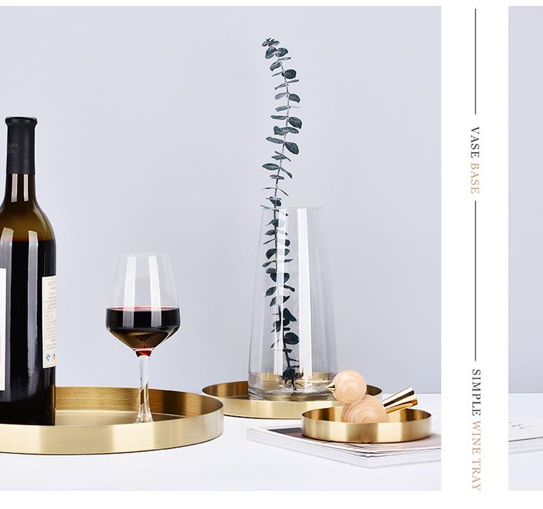 Luxury Gold Stainless Steel Round Tray for Cosmetics, Storage, and Desserts
