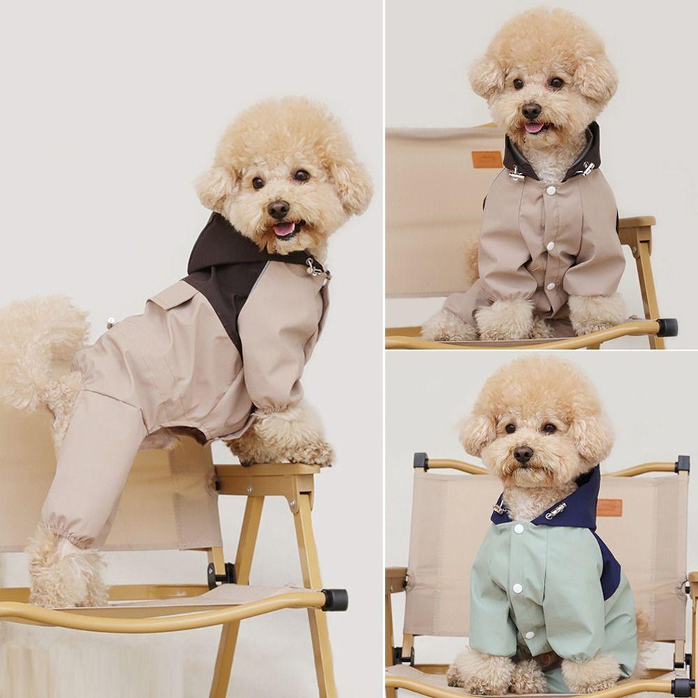 Fashion Patchwork Pet Raincoat Waterproof Reflective Dog Coats Jackets Keep Warm Windproof Dog Four-legged Work Jacket