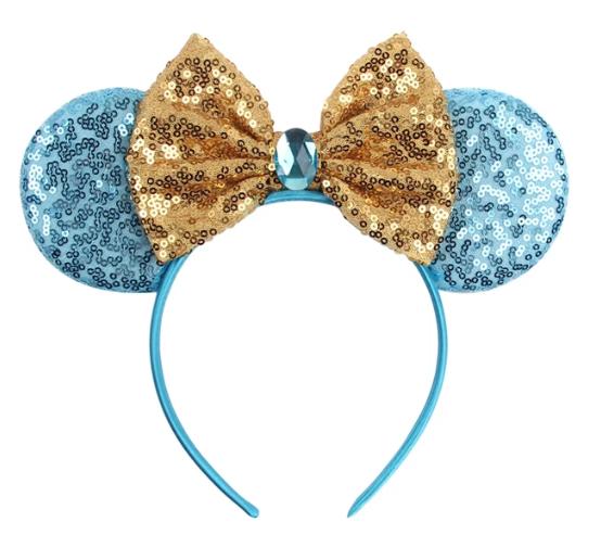 Mouse Ears Headband For Girls Adults 5'' Sparkly Sequin Bow Hairband Festival Party Travel DIY Hair Accessories