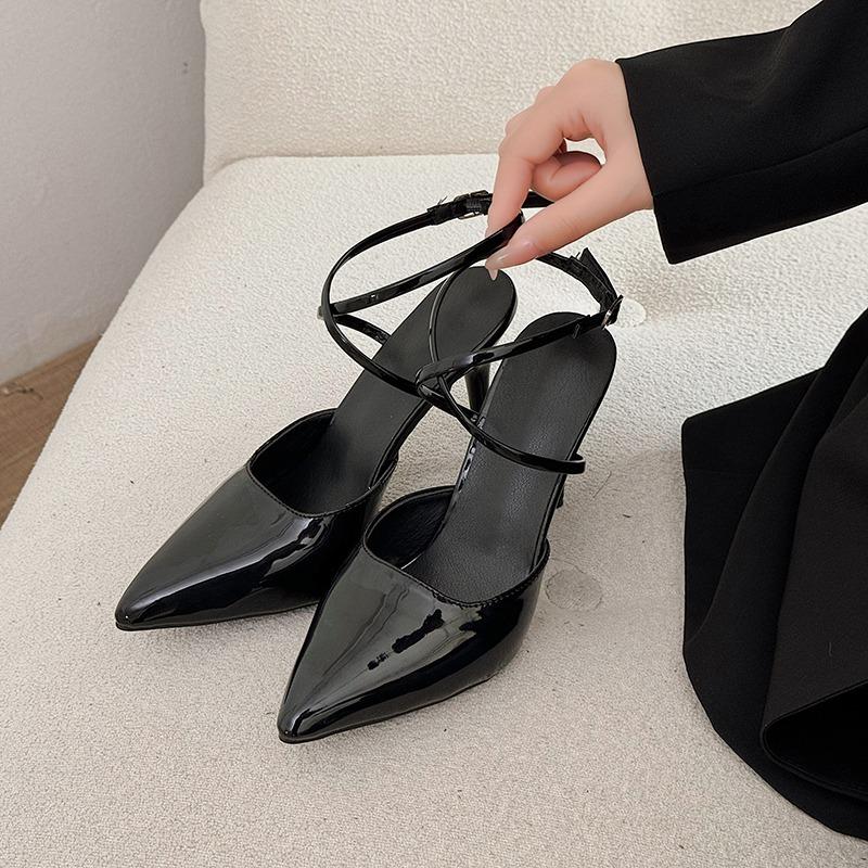 Shallow Buckle Side Air High Heels Summer New Sexy Pointed Toe Versatile One Strap Non-slip Stiletto Sandals