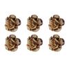 6Pcs Cabinet Knob Rose Flower Shape Delicate Ceramic Knob for Dresser Drawer Leopard White