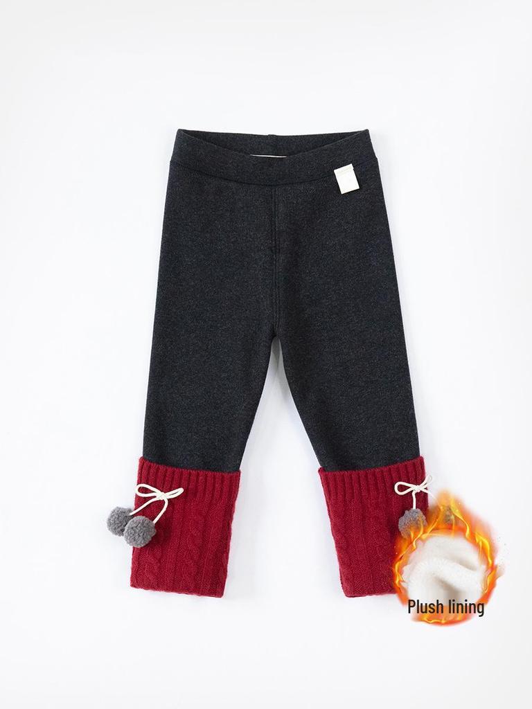 Girls' Fleece-Lined Cotton Leggings - Autumn/Winter 2025 Collection