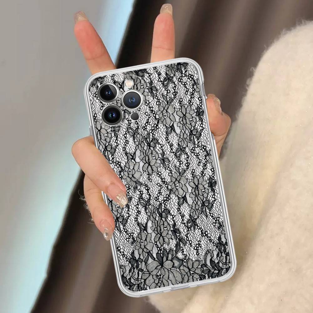 Lace Style Transparent Phone Case For IPhone 17 Air 16 Pro Max 15 14 13 12 11Plus Shockproof Cover