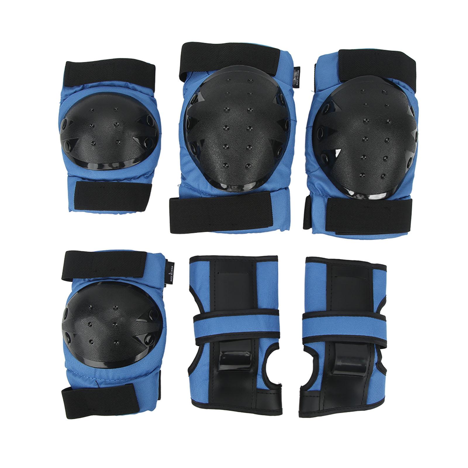 

6pcs Knee Pads Protective Kit PP Sponge Oxford Cloth Elbow Palm Pad for Skating Cycling синій