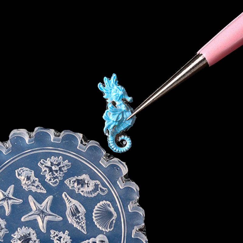 1 Piece Cute Sea Conch Jellyfish Nail Art Moulds Ocean Theme 3D Silicone Nail Carving Mold Marine Creature Crafting Diy Tool