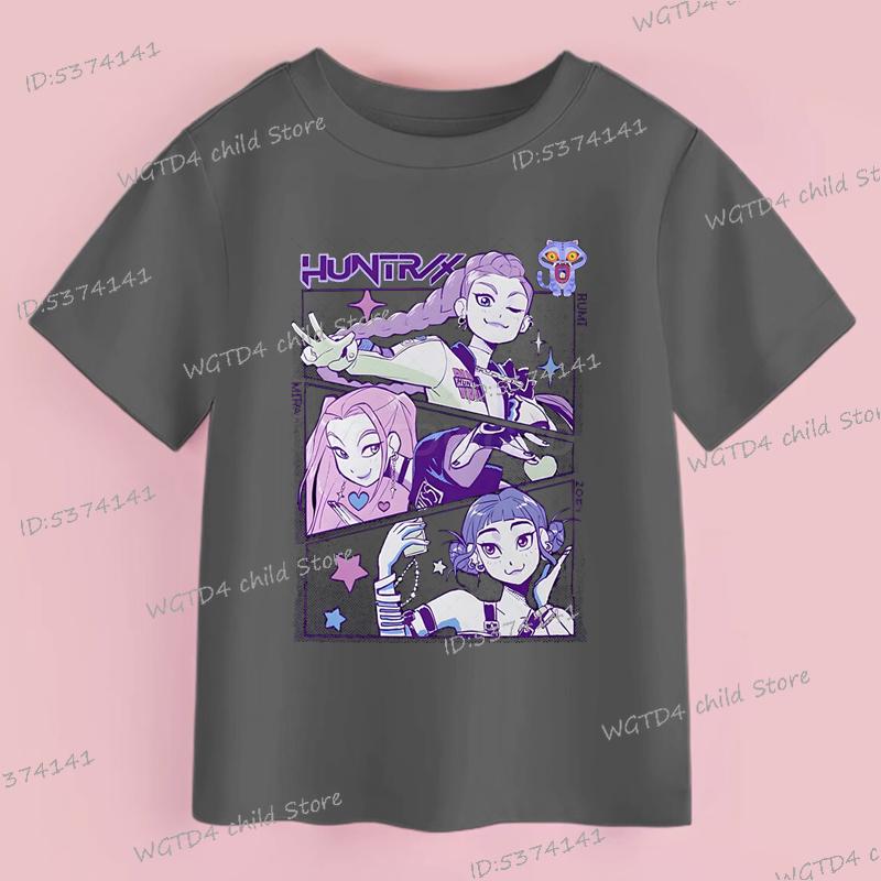 Fashion Casual Kids T-shirt KPop Demon Hunters Cool Girls Tee Top Funny Gift for Fans Cotton Tshirt 2025 Movie Print Kids Tees