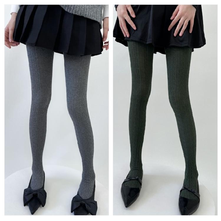 Women Twist Striped Pattern Opaque Tights Winter Fall Hosiery Elastic Jacquard Solid Color Pantyhose Stockings Leggings