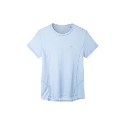Solid Color Round Neck T-Shirt Women Tops Sky-Blue 162225104-6