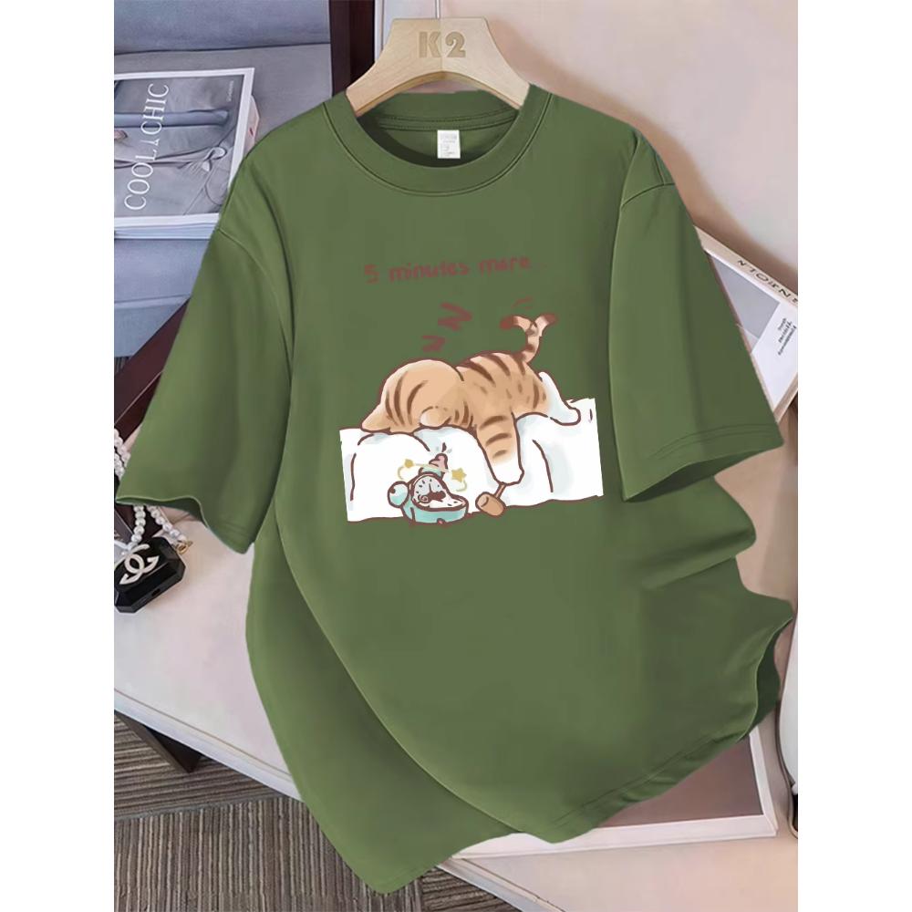 Women's Casual Cotton Top Short Sleeve Daily Print T-Shirts Women’s