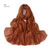 New Solid Color Silver Sequin Rhinestone Chiffon Scarf Fine Pleated Breathable Women's Turban Wrap Malay Shawl