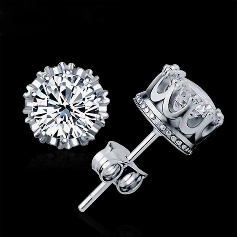 

Gold Crown Zircon Stud Earrings - Korean Style, Fashionable and Unique Design for Women серебряный