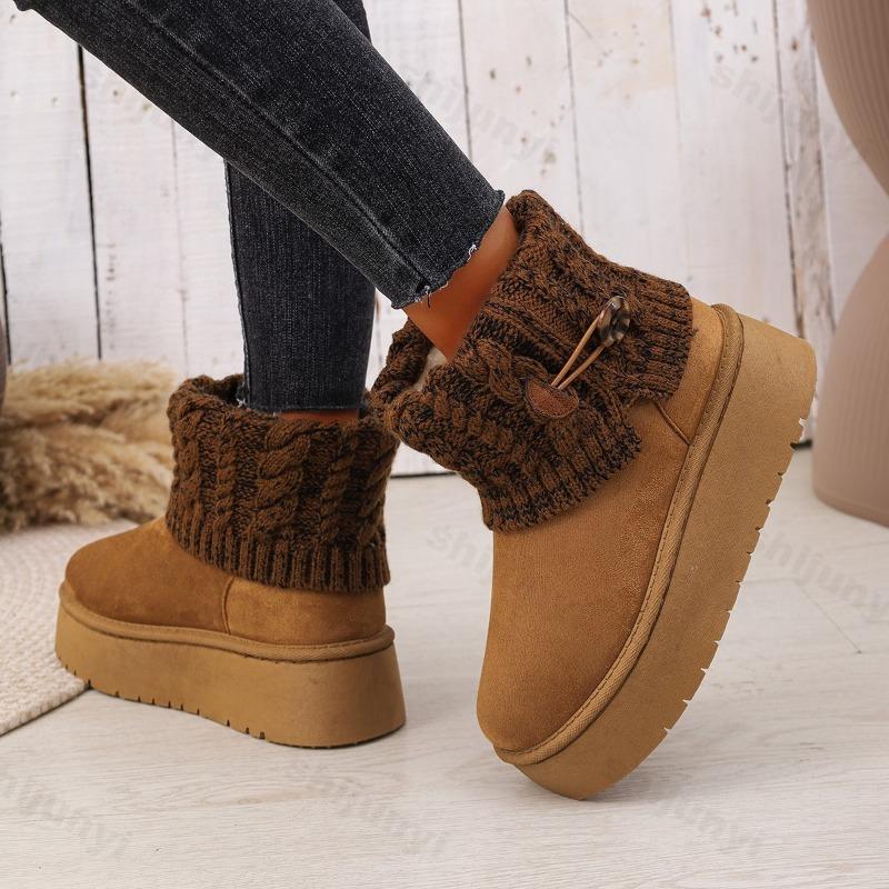 Fashion Women Snow Boots Plush Warm Anti Slip Comfortable Ankle Boots Fluffy Round Toe Platform Cotton Boots 2025 Winter Botas Mujer