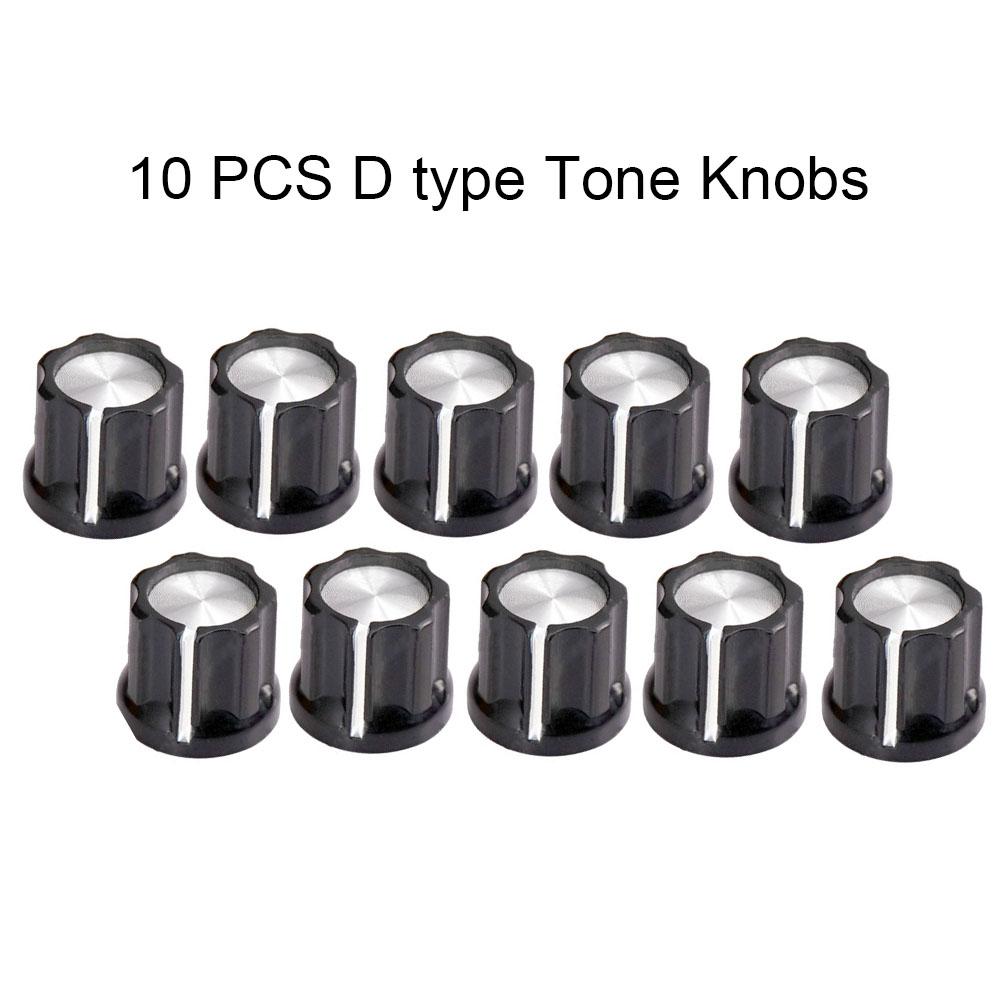 

10pcs Potentiometer Knob D Type 6mm Shaft Hole Volume Control Potentiometer Knob For Guitar Bass Electric Guitar Lovers