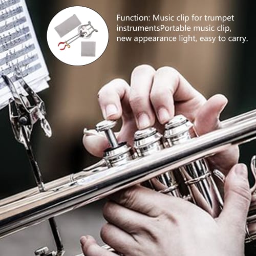 Bstinay Trumpet Lyre Sheet Clip, Music Score Holder for Marching Band, Metal, Silver