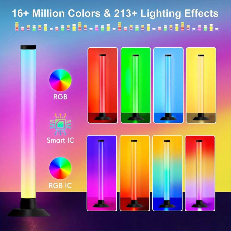 RGB LED Ambient Light, Dual Stick Music Sync Lamp with App & Remote Control, USB Powered Decor for Bedroom, Gaming Desk, Live Streaming