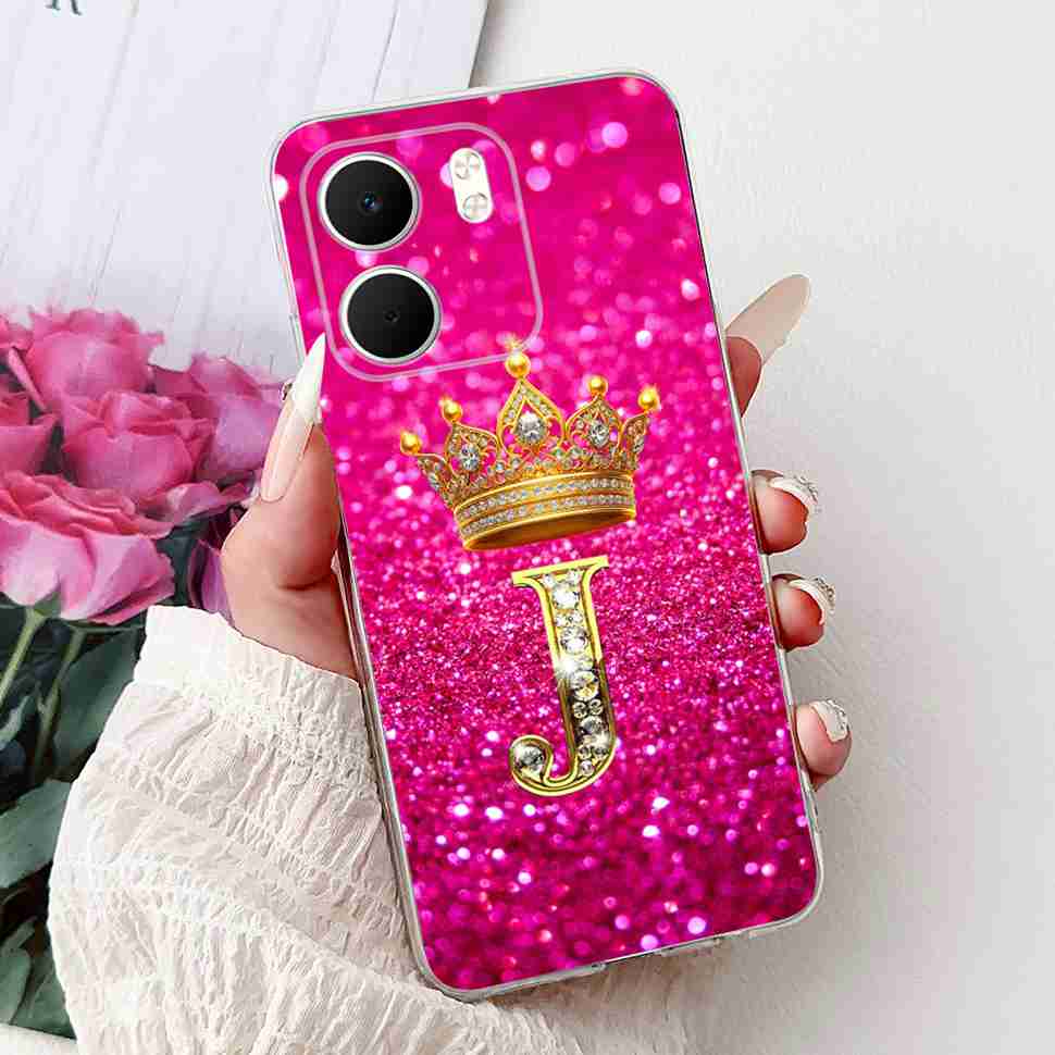 For Oppo A5x 4G CPH2725 Case Fashion Flower Crown Soft Silicone TPU Cover For Oppo A5X A5x 5G 6.67" Letter A-Z Phone Shell Capa