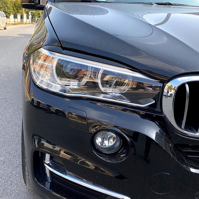 Per BMW X5 X6 F15 F16 2014 2015 2016 2017 2018 Adesivi 3D Sopracciglia Palpebre Fari Anteriori Auto in ABS di Alta Qualità Nero Lucido