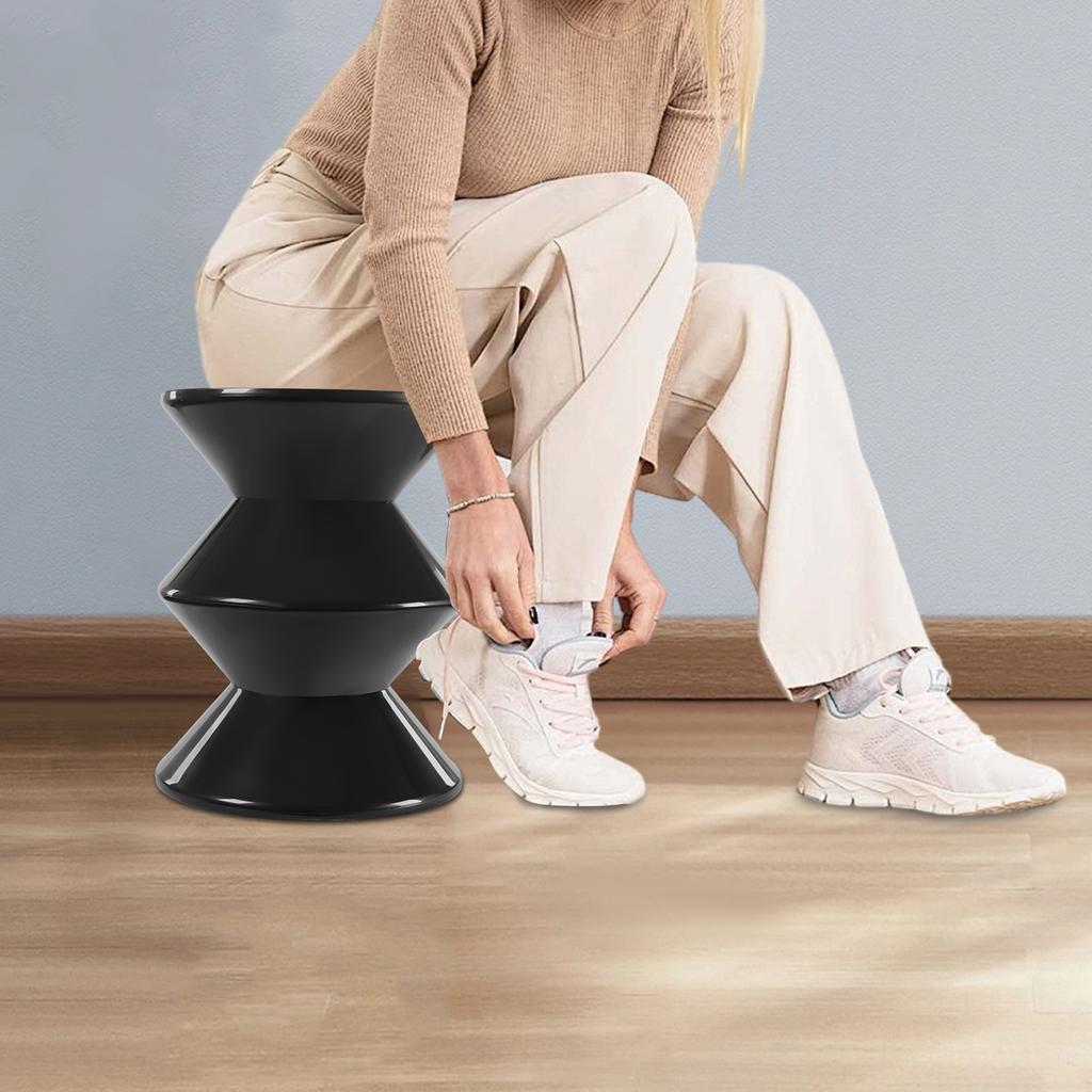 3-Tier Plastic Side Table - Black Round Modern End Table for Living Room, Sofa, Stool, Decor - Holds 220 Lbs, 14.2 Inch Diameter