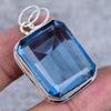 Natural Swiss Blue Topaz Gemstone 925 Sterling Silver Jewelry Pendant 1.77" Q1p94