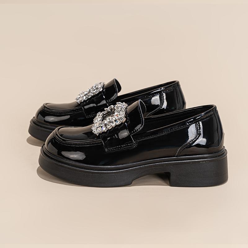 Warrior British Style Fashion Versatile Comfortable Loafers 4.5Cm Women Loafers Black WXP(WZ)-209901